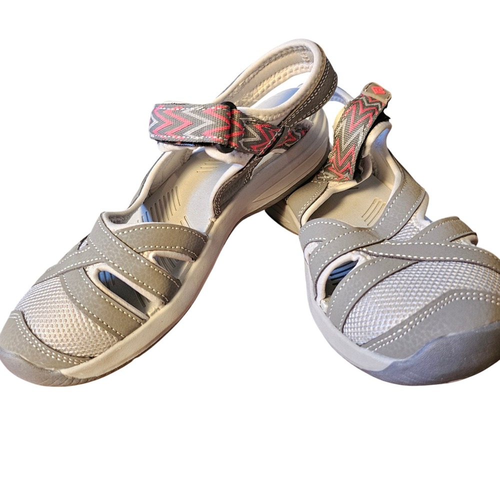 ZZVEEN Womens Athletic Sandals Grey Pink Strappy Sport Shoes 7.5 181103